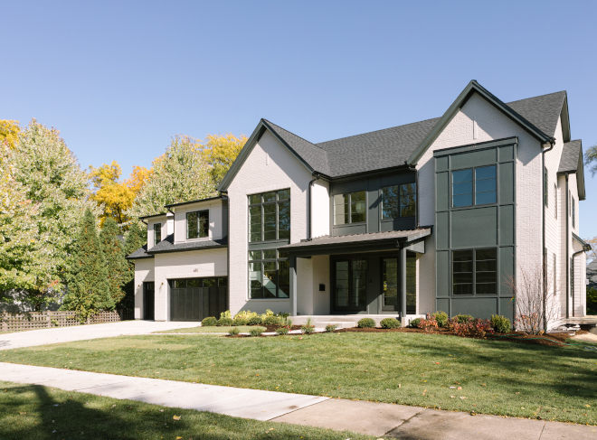 Featuring painted brick exterior and a charcoal gray as an accent color this home has character and so much to be inspired by #paintedbrick #exterior #charcoal #accentcolor #home #character