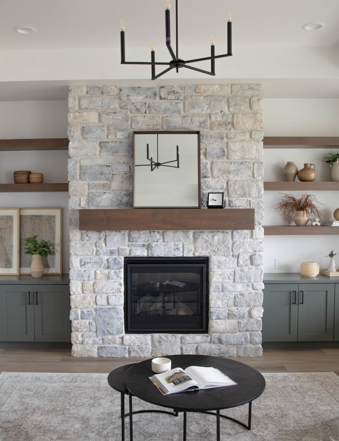 Full height stone fireplace clad in Eldorado Limestone Grand Banks stone Mortar is Off-White Full height stone fireplace clad in Eldorado Limestone Grand Banks stone Mortar is Off-White #stonefireplace #stone #fireplace #Limestonefireplace #mortar
