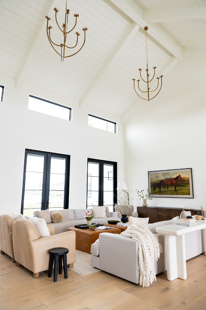 I loved the idea of tall ceilings in the main living room and then dropping that eye level down in the more intimate parts of the home High Ceiling Living room #HighCeiling #Livingroom