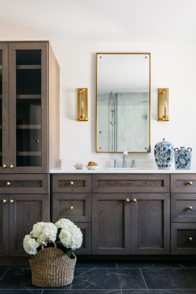 Medium dark cabinet stain color White Oak stained in Sherwood Gray glaze #Mediumdarkcabinet #staincolor #WhiteOak #stained #SherwoodGray #glaze