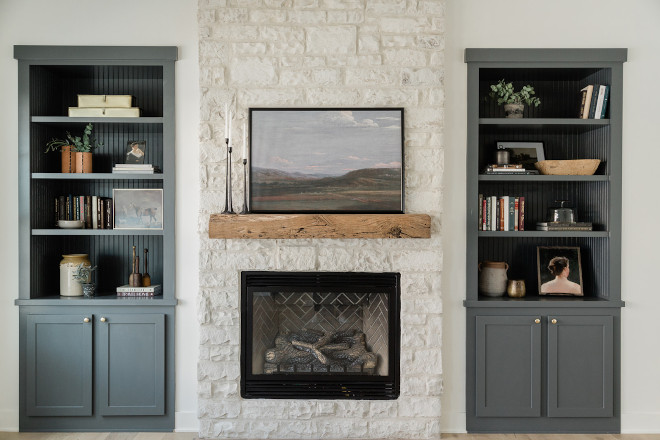 The built-ins feature beadboard backs to add to their interest