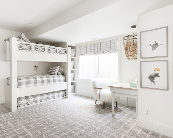 This beautiful bunk room sleeps nine and it features plenty of space for guests #bunkroom