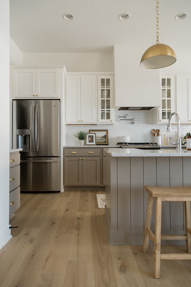Two toned taupe and white kitchen Two toned taupe and white kitchen Two toned taupe and white kitchen #Twotoned #taupeandwhitekitchen