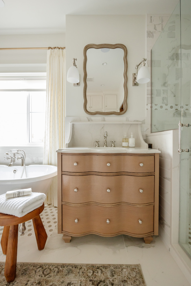 Dresser look Bathroom Vanities Custom White Oak in a custom stain color Dresser look Bathroom Vanities Custom White Oak in a custom stain color #DresserlookVanities #Bathroom #WhiteOak