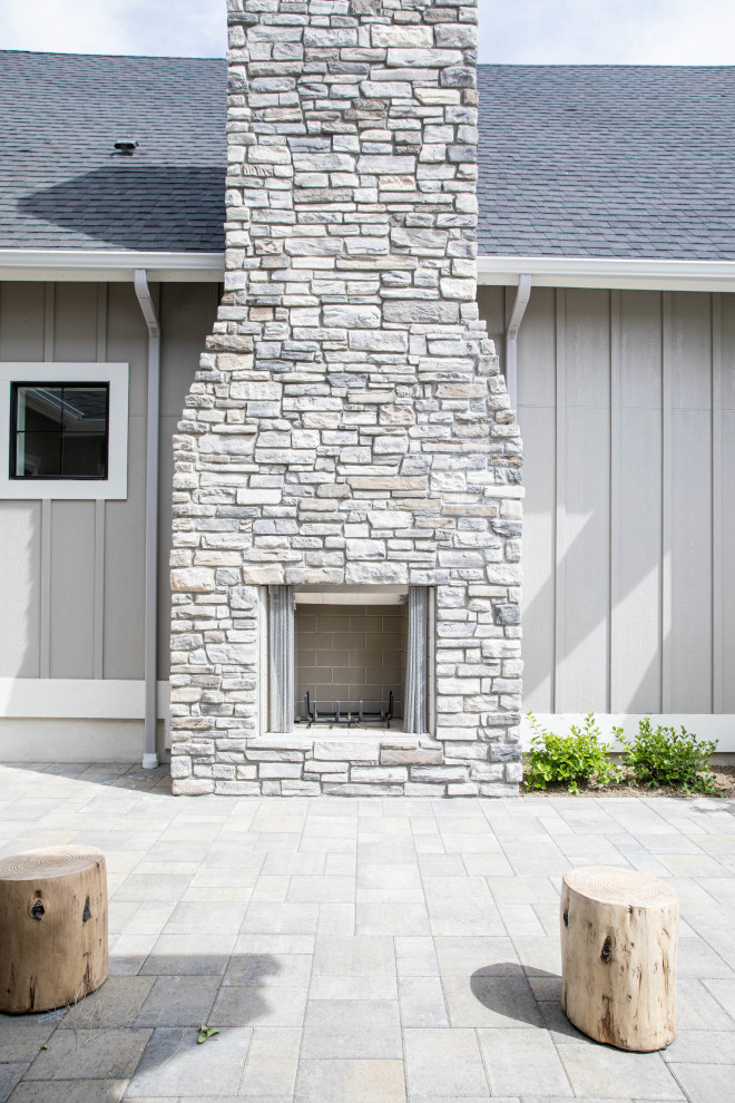 Whitebark stone fireplace Whitebark stone fireplace Whitebark stone fireplace with gray mortar Whitebark stone fireplace #stonefireplace #graymortar #Whitebark #stone #fireplace