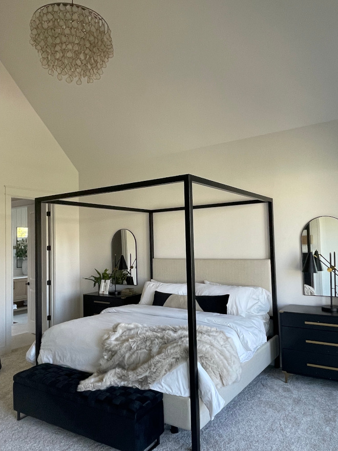Sherwin Williams Pure White Primary Bedroom Sherwin Williams SW 7005 Pure White #SherwinWilliamsSW7005PureWhite