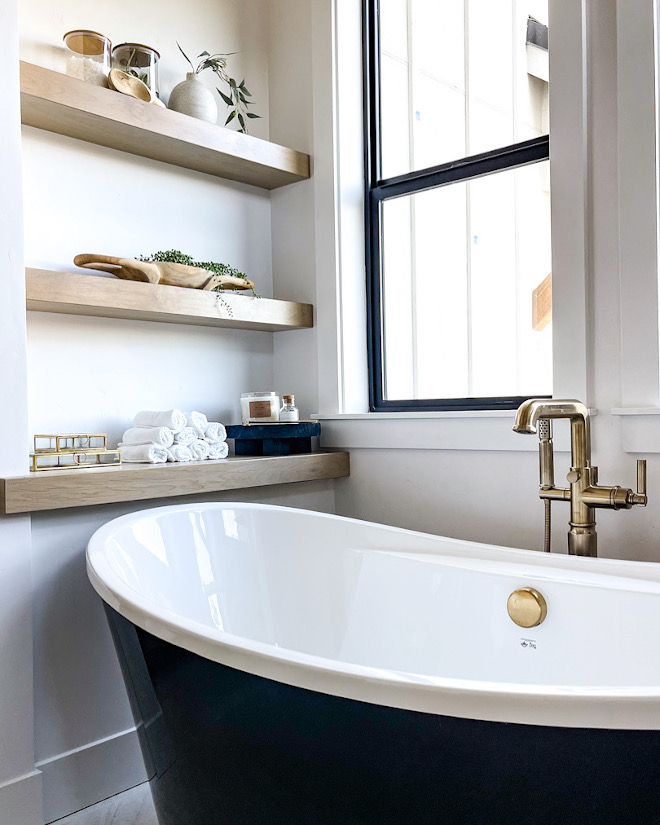 Tub Nook Shelving Ideas Custom floating white oak shelves add warmth and storage space to this tub nook Tub Nook Shelving Ideas Custom floating white oak shelves add warmth and storage space to this tub nook #TubNookShelving #TubNookShelvingIdeas #whiteoakshelves #storage #tubnook