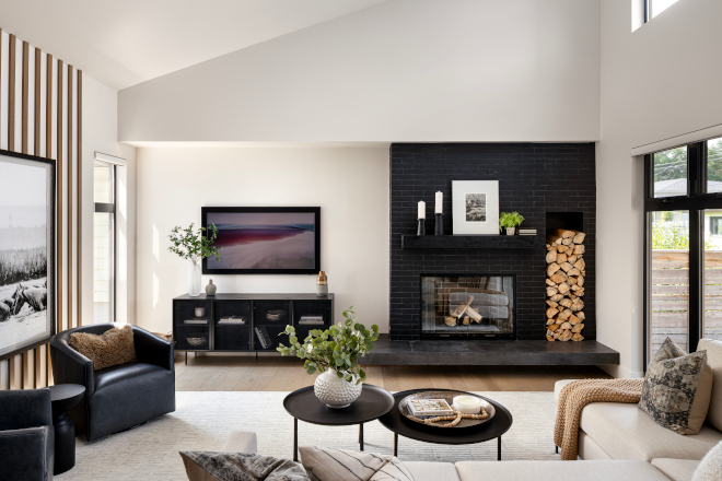 black brick fireplace with floating concrete hearth black brick fireplace with floating concrete hearth