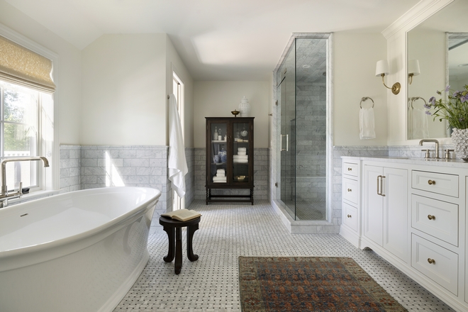 Classic Bathroom with Carrara marble tile wainscoting Classic Bathroom with Carrara marble tile wainscoting Classic Bathroom with Carrara marble tile wainscoting Classic Bathroom with Carrara marble tile wainscoting Classic Bathroom with Carrara marble tile wainscoting Classic Bathroom with Carrara marble tile wainscoting #ClassicBathroom #Carraramarbletilewainscoting #tilewainscoting