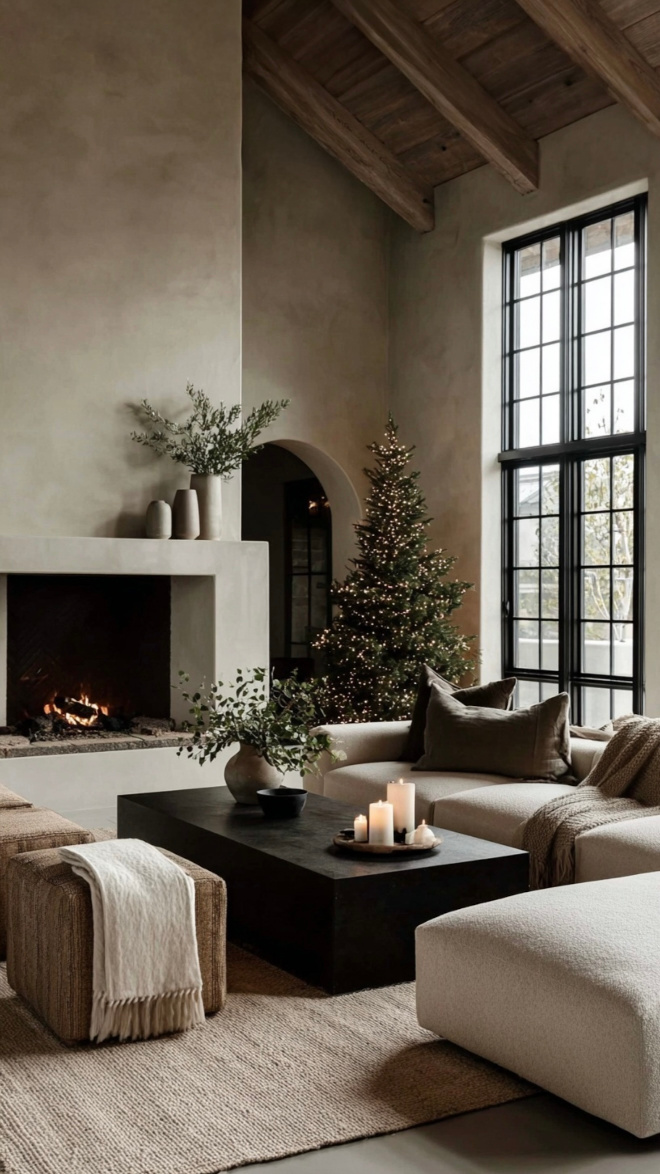 Neutral Modern European Living Room Design | Cozy and Elegant Interiors Neutral modern European living room with cozy textures, minimalist furniture, and elegant interior design.