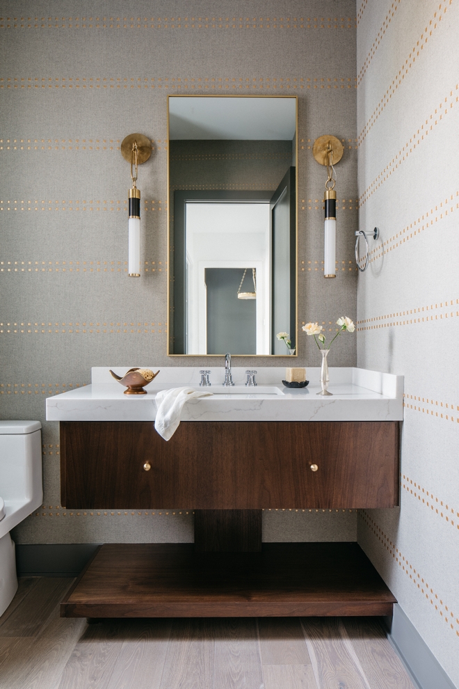 Modern powder room inspiration with a walnut vanity and stylish wallpaper A great save for small bathroom design, powder room trends and 2026 home inspiration #PowderRoomDesign #BathroomMakeover #HomeDesignInspiration #DesignerBathrooms #WalnutVanity #BathroomWallpaper Modern powder room inspiration with a walnut vanity and stylish wallpaper A great save for small bathroom design, powder room trends and 2026 home inspiration #PowderRoomDesign #BathroomMakeover #HomeDesignInspiration #DesignerBathrooms #WalnutVanity #BathroomWallpaper