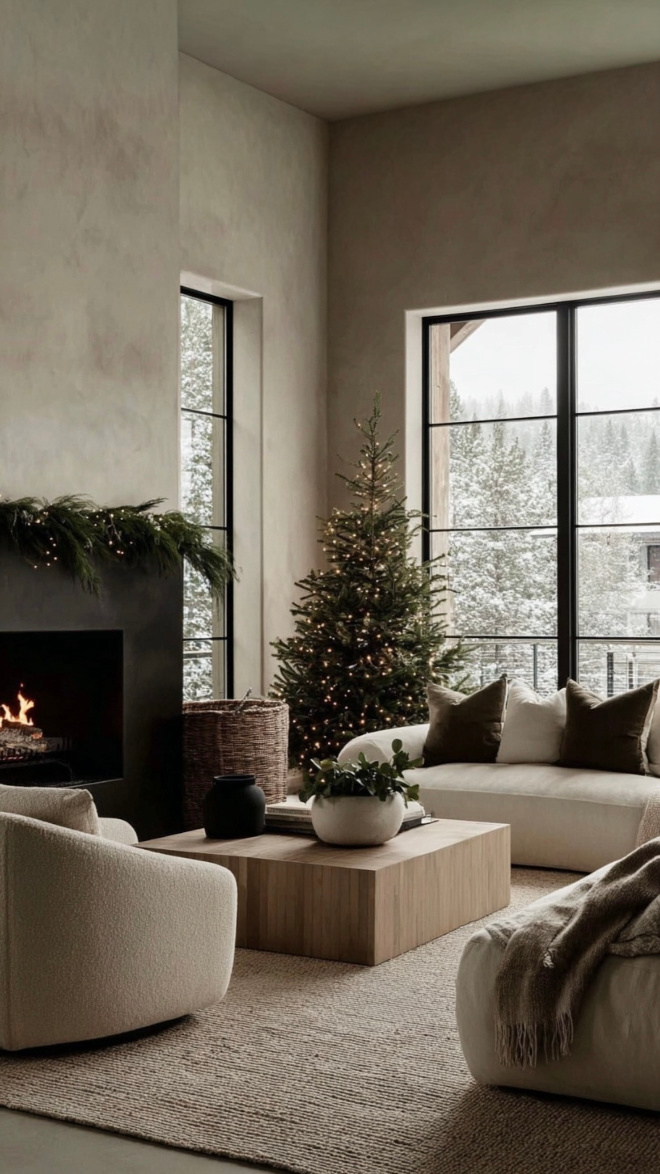 Limewash Walls, Earth Tones & Lush Greenery | Elegant Winter Home Decor Elegant winter home decor featuring limewash walls, earth tone furnishings, and lush greenery for a cozy and sophisticated look.
