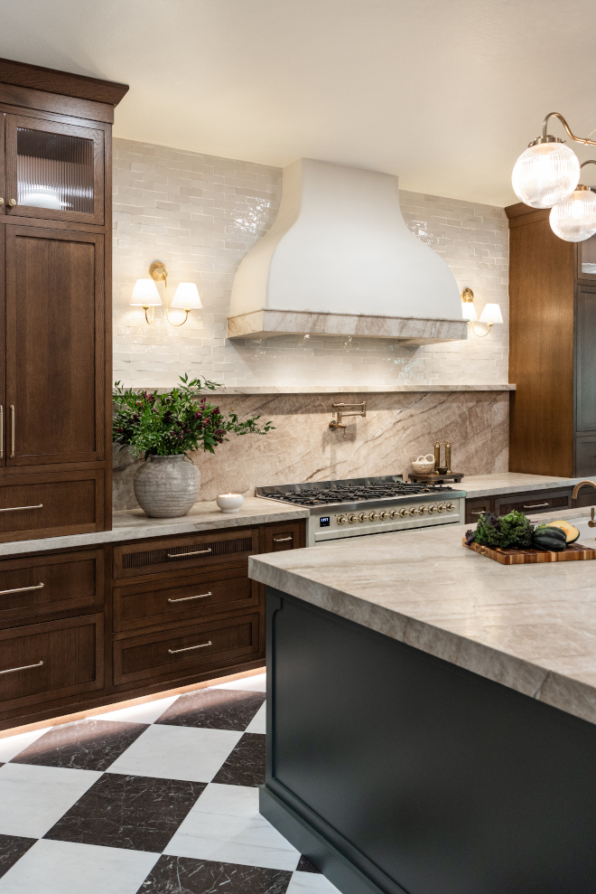 taj-mahal-quartzite-island-countertop Leathered Taj Mahal Quartzite kitchen island with 3-inch mitered edge.
