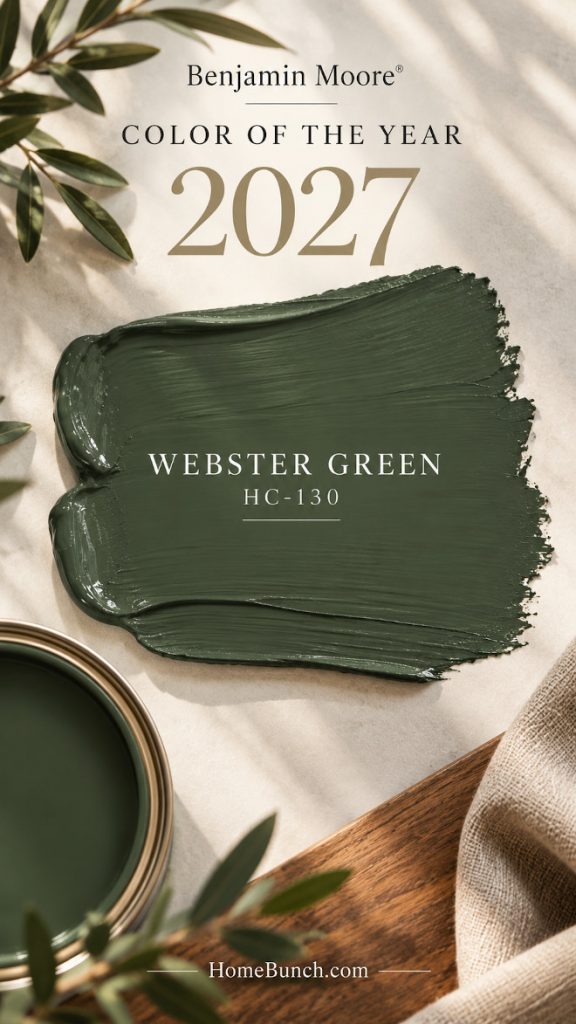 Benjamin Moore Color of the Year 2027: Webster Green HC-130 - Home ...