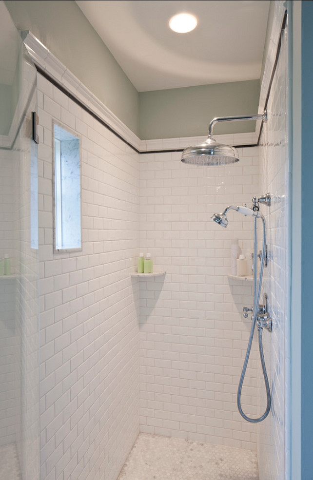Bathroom Shower Design. This is a great shower design with timeless subway tiles. #Shower #Bathroom