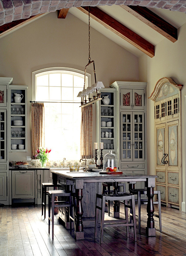 French Kitchen. This is one of the best French Kitchen Design I have seen. I really like how original it looks. Notice the cabinets. #FrenchKitchen #Kitchen