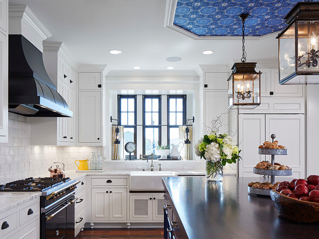 French Country Kitchen. This faucet is the Towson Kitchen Faucet with Side Spray in a Distressed Antique Brass Finish. White French Country Kitchen. French Country Kitchen Ideas. This French Country Kitchen is painted in Benjamin Moore White Dove. French Country Kitchen Design. French Country Kitchen Layout. #FrenchCountryKitchen #FrenchCountry #Kitchen Martha O'Hara Interiors.