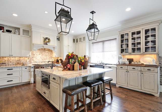 Antique White Kitchen. Kitchen with antique white cabinet. Antique White Kitchen Cabinet. #AntiqueWhiteKitchen CR Home Design K&B (Construction Resources).