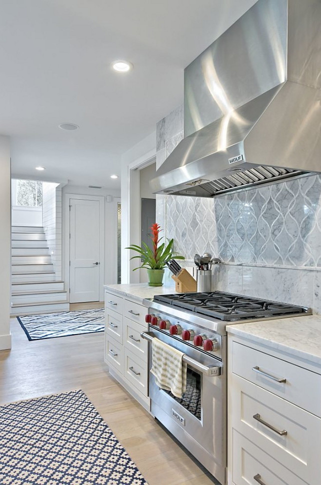 Kitchen Backsplash Wall. Artistic Tile - Water jet - Claridges Collection - Bianco Carrara. Kitchen Backsplash. Redbud Custom Homes.