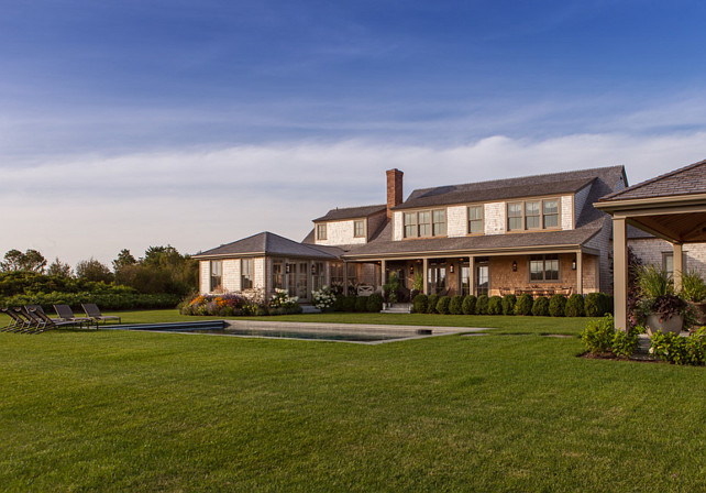 Backyard. Backyard with sleek pool. Backyard with pool surrounded by grass, no pavement. #Pool #Backyard #Grass