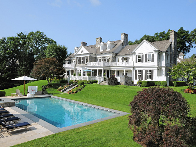 Backyard. Pool Backyard. Georgian Home Backyard with Pool. Via Sotheby's Homes.