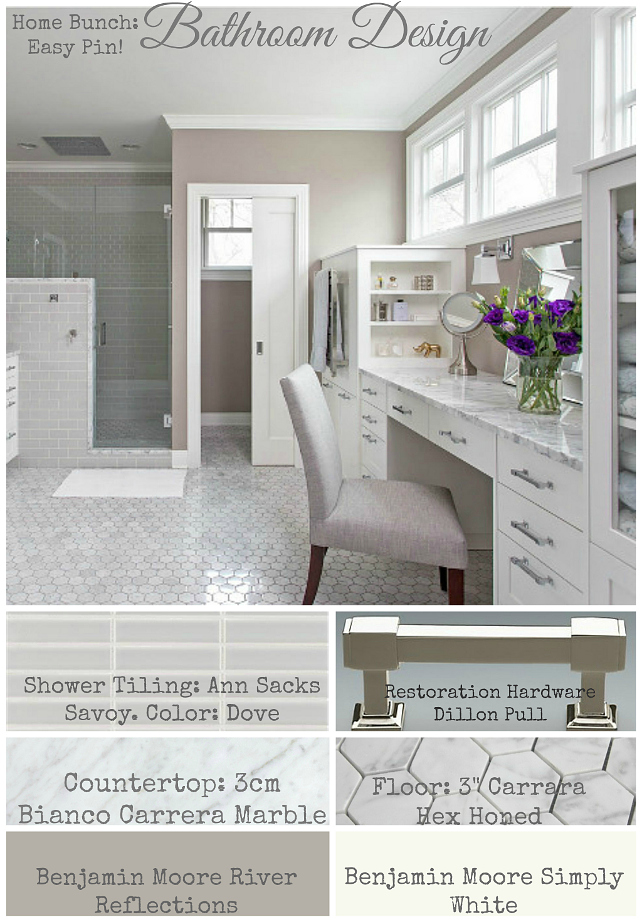 Bathroom Design. Bathroom Paint Color. Bathroom Hardware. Bathroom Cabinet. Bathroom Flooring, Bathroom Shower Tiling. Bathroom Countertop. Home Bunch Easy Pin. Pin or save the image above to know the sources for this bathroom. #Bathroom #BathroomDesign #HomeBunchEasyPin