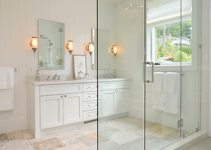 Bathroom Flooring. Non-slippery bathroom flooring ideas. The floor tile is custom selected and cut Limestone with a chiselled finish. Sunshine Coast Home Design.