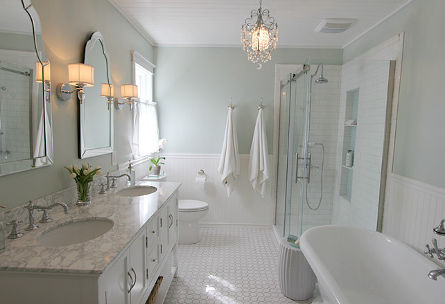 Bathroom Ideas. Bathroom Paint Color. Bathroom Paint Color is Sherwin Williams Sea Salt. Golden Boys and Me.