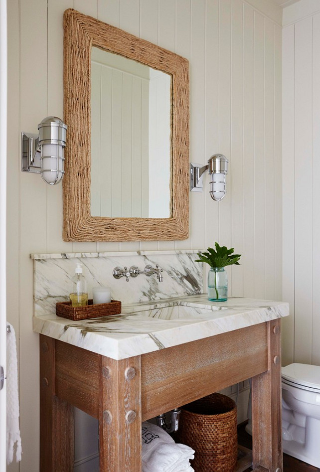Bathroom Vanity Counter top. The bathoom vanity counter top is Calacatta Gold marble. Mirror is the Amani mirror Made Goods. #BathroomVanityCountertop #CalacattaGoldmarble