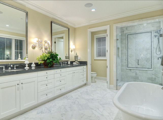 Bathroom. Bathroom Ideas. Bathroom with pedestal bathtub and custom vanities. #Bathroom