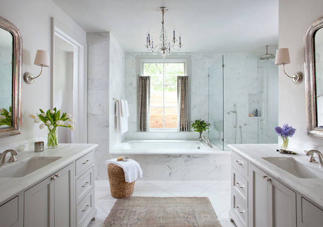 Pale Gray Bathroom. Bathroom. Traditional Bathroom. White and gray bathroom. #Bathroom Ryan Street & Associates