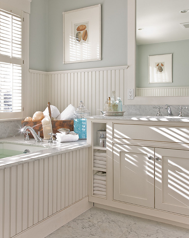 Beadboard. Bathroom Beadboard. Bathroom with beadboard paneling. #Beadboard #BeadboardBathroom #BeadboardPaneling Anita Clark Design