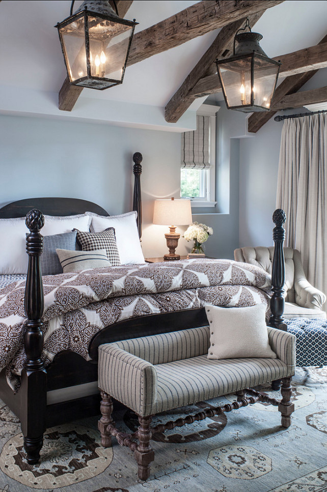 Bedroom Design Ideas. Beautiful Bedroom Design. Paint Color is Dunn-Edwards’ Alaskan Skies. #Bedroom #BedroomDesign