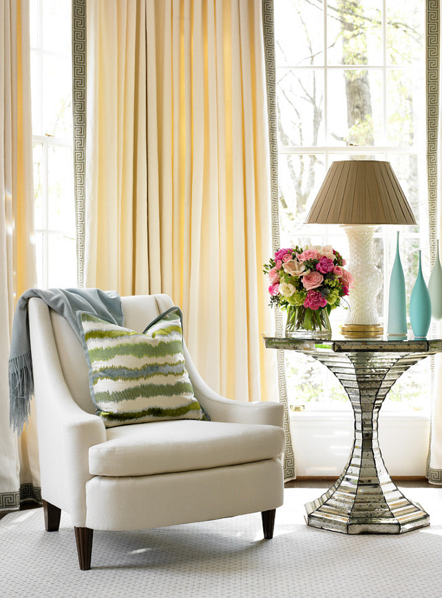 Bedroom Sitting Area. Elegant Bedroom Sitting Area. Interior Design by Beth Webb Interiors.