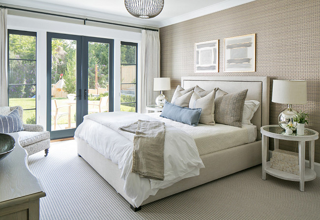 Bedroom Wallpaper. Neutral Bedroom Wallpaper. The wallpaper is Stark - Luxurious Linens- Smoke. #Bedroom #Neutral #Wallpaper Brooke Wagner Design.