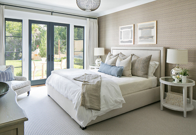 Bedroom Wallpaper. Neutral Bedroom Wallpaper. The wallpaper is Stark - Luxurious Linens- Smoke. #Bedroom #Neutral #Wallpaper Brooke Wagner Design.