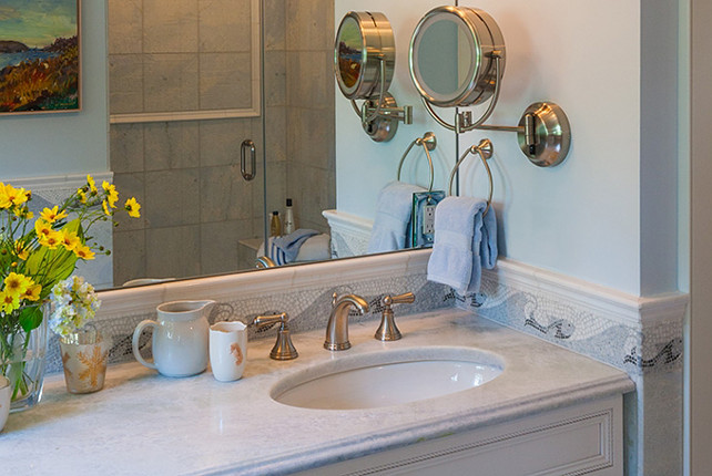 Blue bathroom. Blue coastal bathroom. #Bathroom #Blue #Coastal #BlueBathroom Polhemus Savery DaSilva Architects Builders.