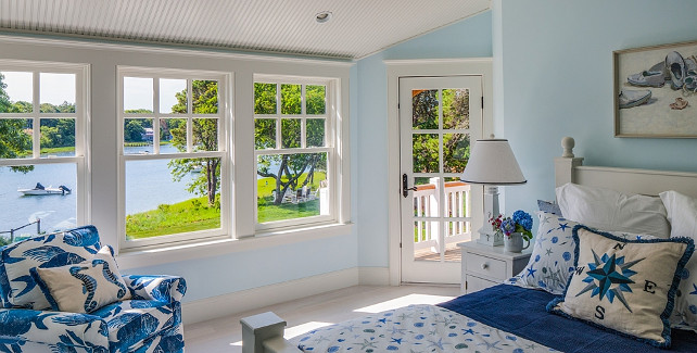 Blue bedroom with coastal decor. #BlueBedroom #Coastal #Decor Polhemus Savery DaSilva Architects Builders.