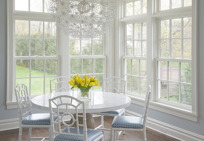 Blue breakfast nook. Blue and white breakfast nook. #Blue #White #BreakfastNook Kerry Hanson Design.