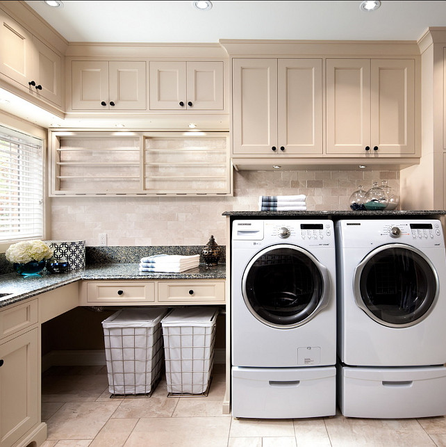 Laundry Room Cabinet Design. I am loving the cabinets in this laundry room. #Laundryroom #Cabinet