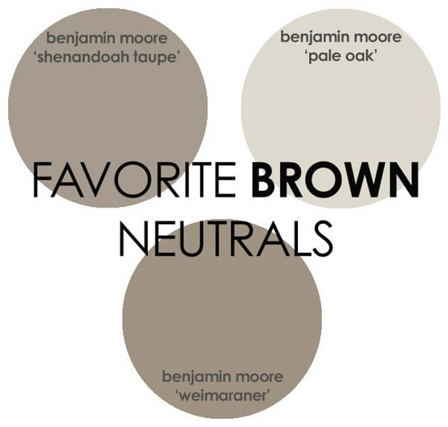 Brown Paint Color. Benjamin Moore Brown Paint Color. Shenandoah Taupe Benjamin Moore. Pale Oak Benjamin Moore. Weimaraner Benjamin Moore. Via Rhiannons Interiors.