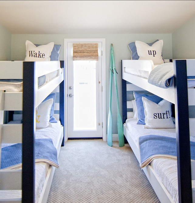 Bunk Room Ideas. Coastal Bunk Room #BunkRoom Brooke Wagner Design.