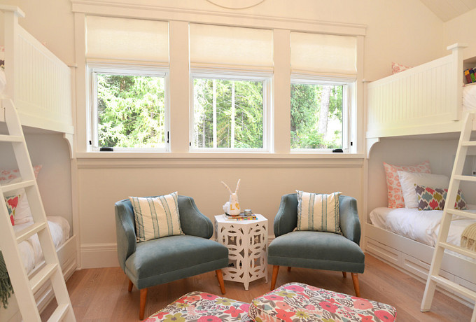 Bunk Room. Kids Bunk Room. Four bunk beds in bunk room. Sunshine Coast Home Design.