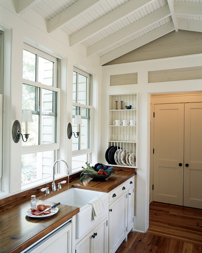 Butcher Block Countertop Types. Butcher Block Countertop Ideas. The butcher block countertop in this kitchen is heart pine planks. #butcherblock #butcherblockcountertop Historical Concepts