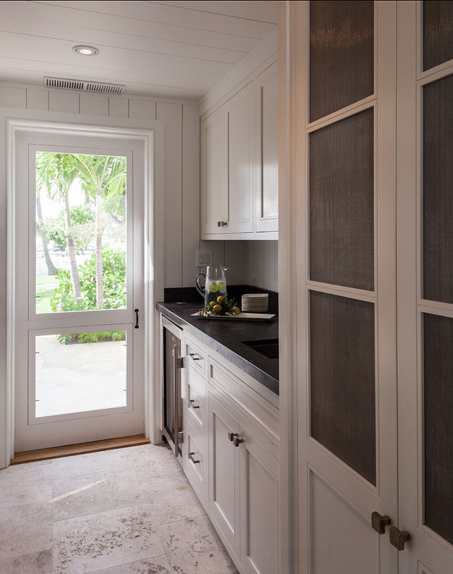 Butler's Pantry. Butler's Pantry with off white cabinets and soapstone countertop. #ButlersPantry. #PantryDesign #Pantry