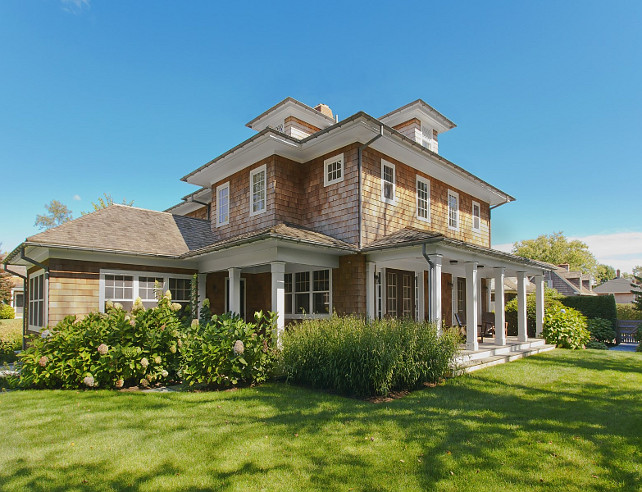 Cedar shake siding. Cedar shake siding ideas. Cedar shake siding house exterior. Via Sotheby's Homes.