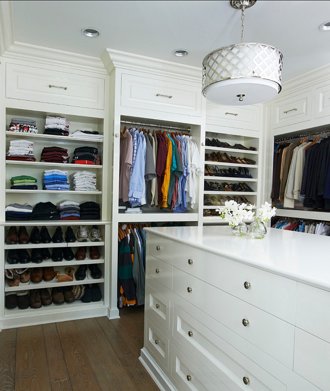 Closet with Island Design. Great walk-in closet with island. #Closet #Island #Interiors