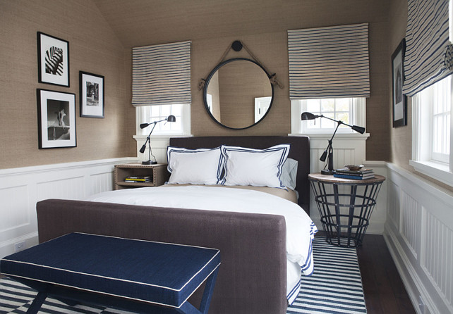 Coastal Bedroom. Blue and White Coastal Bedroom with masculine decor. #Bedroom #MasculineBedroom #Bedroomdecor #CoastalBedroom #BlueandwhiteBedroom