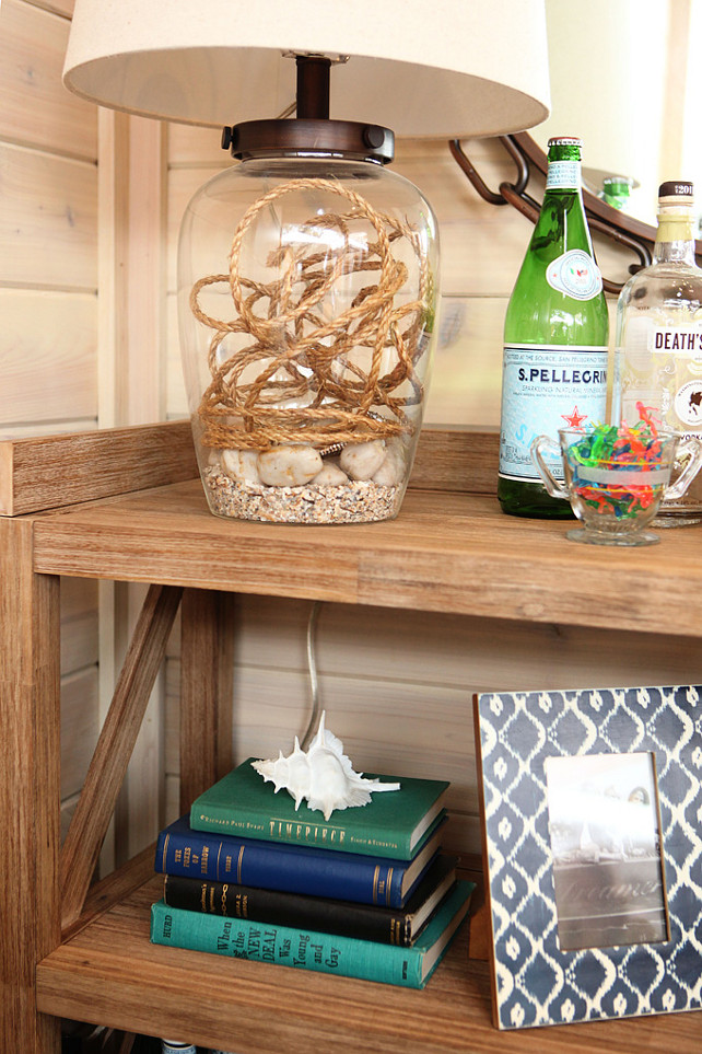 Coastal Chic. Coastal decor ideas. Bookcase with coastal decor. Bookcase coastal motif ideas. Great Neighborhood Homes.