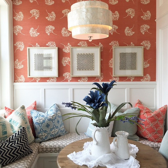 Coral Wallpaper. Coral Wallpaper Ideas. Coral wallpaper. #Wallpaper #Coral #CoralWallpaper Four Chairs Furniture & Design